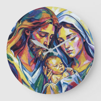 Horloge Ronde Jésus Marie et Joseph Stor Klocka