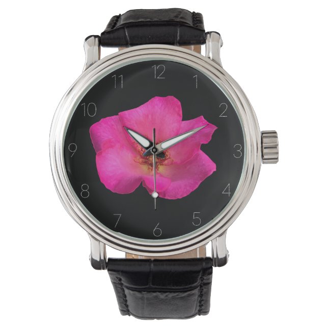 Horloge Ronde Montre Rose aux feutres Armbandsur (Framsida)