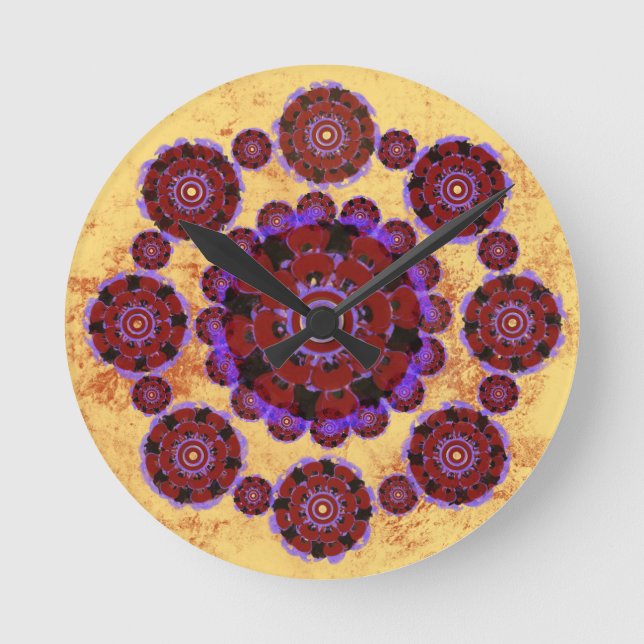 Horloge Ronde Motif fleuri mandala Rund Klocka (Framsida)