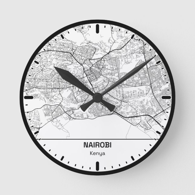Horloge Ronde Nairobi Clock City Line Art Rund Klocka (Framsida)