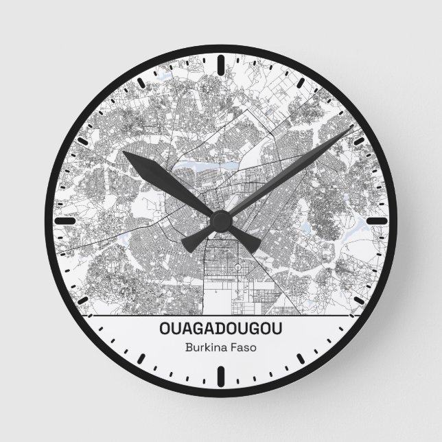 Horloge Ronde Ouagadougou Clock City Line Art Rund Klocka (Framsida)
