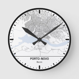 Horloge Ronde Porto-Novo Clock City Line Art Rund Klocka