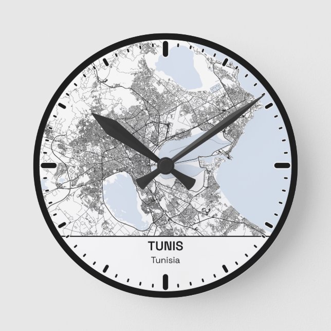 Horloge Ronde Tunis Clock City Line Art Rund Klocka (Framsida)