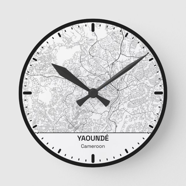 Horloge Ronde Yaounde Clock City Line Art Rund Klocka (Framsida)