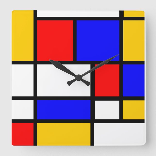 Horloge style Mondrian Fyrkantig Klocka (Framsida)