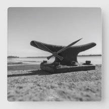 Horloge thème marin, noir et blanc