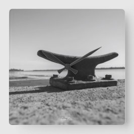 Horloge thème marin, noir et blanc fyrkantig klocka