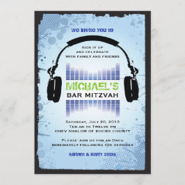 HÖRLURAR bommar för bat mitzvah inbjudan