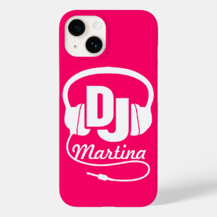 Hörlurar DJ-flicka med namnet rosa & vit iphone ca