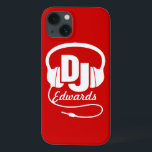 Hörlurar DJ namngiven som röd och vit ipad-väska<br><div class="desc">Skydda telefonen från knappar och små olyckor med den här fickväskan. Original Graphics Headphone DJ iphone case för musik-dj:s och poppande skivjockeys och clubbing fläkt. Anpassa med ditt namn. Exempel läser Edwards. Helt designad av Sarah Trett.</div>