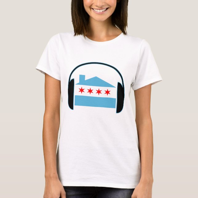 Hörlurar för Chicago husflagga Tee Shirt (Framsida)