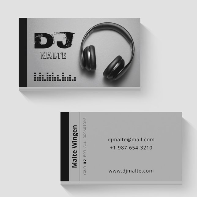 Hörlurar Grått DJ-Affärskort Visitkort (Skapare uppladdad)