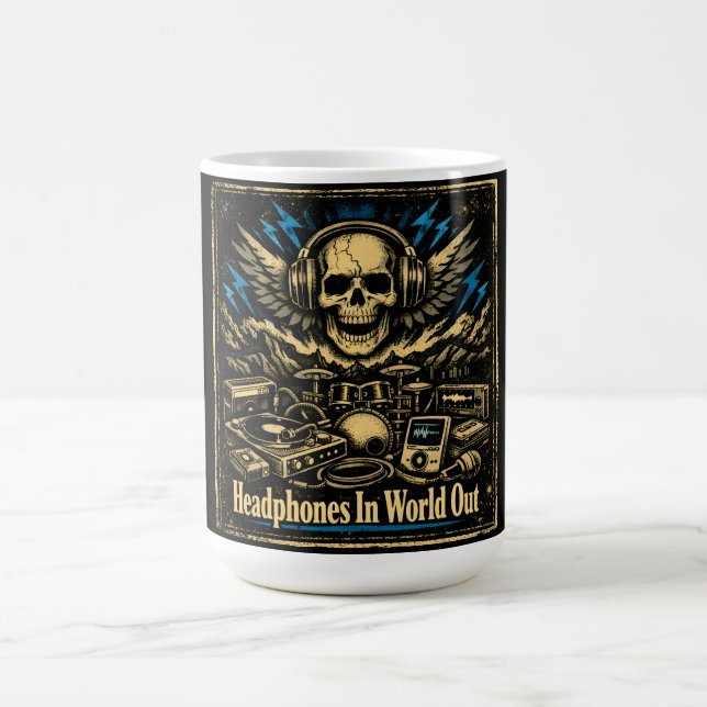 Hörlurar In Värld Ut – Musik Escap Zone Kaffemugg (Center)