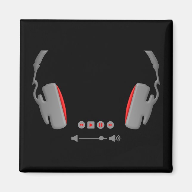 Hörlurar med knappar för kontroll av medievolym magnet (Framsidan)