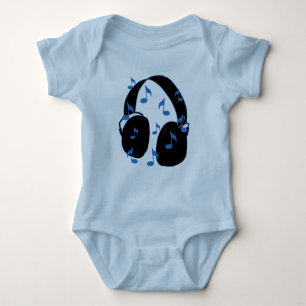 Hörlurar med mikrofon med musik noter för baby i t shirt