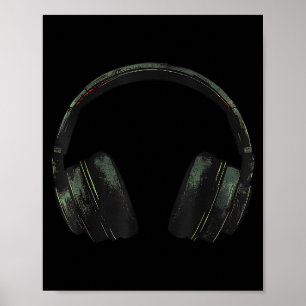 Hörlurar Med Solnedgång Avslappnad Musik Hörlurar  Poster