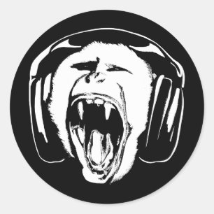 Hörlurar Monkey Music Älskare Runt Klistermärke