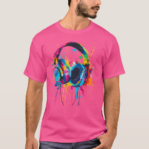 Hörlurar Musik Dj Music Hörfoner Stänk Edm Mu T Shirt