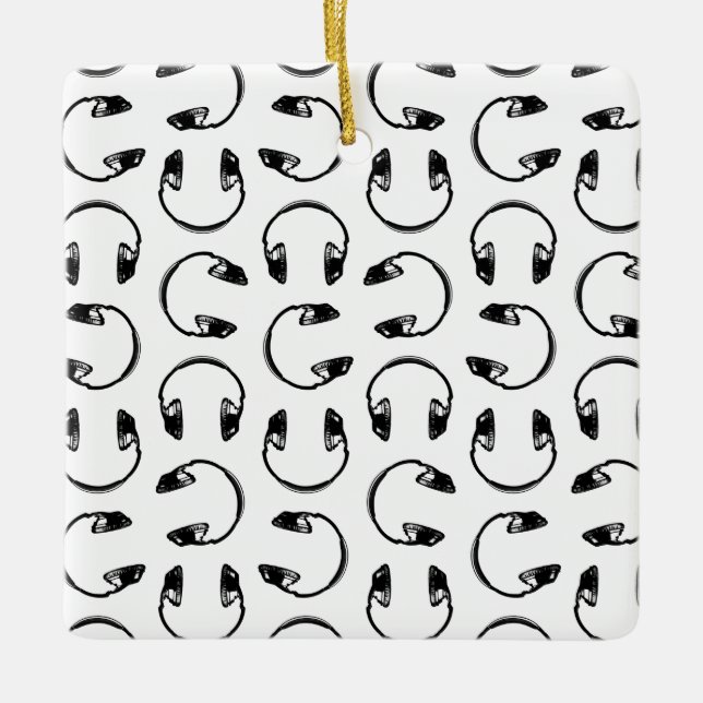 Hörlurar Musik Skriv ut ANPASSNINGSBAR BACKGROUND  Julgransprydnad Keramik (Framsida)