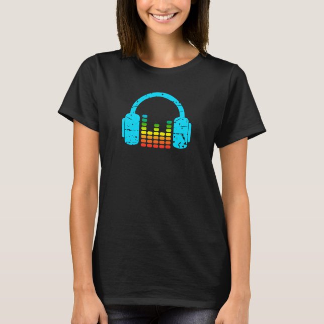 Hörlurar och utjämnare strömkälla t shirt (Framsida)