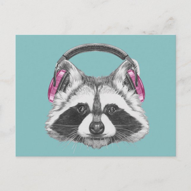 Hörlurar Raccoon Vykort (Framsida)
