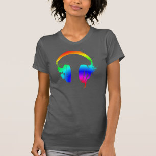 Hörlurar Regnbåge Mall Grafisk Konst T-Shirt