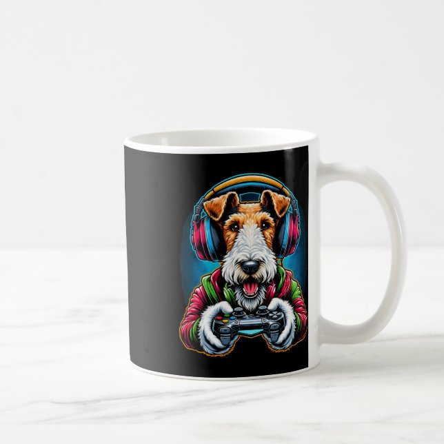 Hörlurar TV-spel Tråd Fox Terrier Hund Gaming  Kaffemugg (Höger)