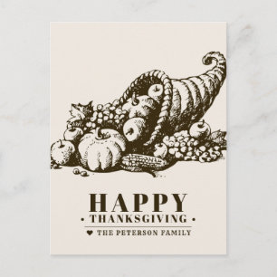 Horn av Plenty THANKSGIVING Vykort