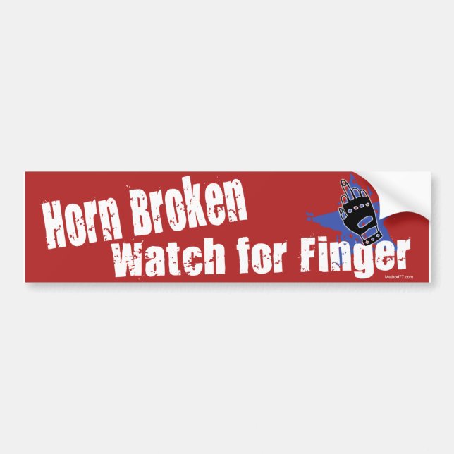 Horn Broken Bumper Sticker Bildekal (Framsidan)