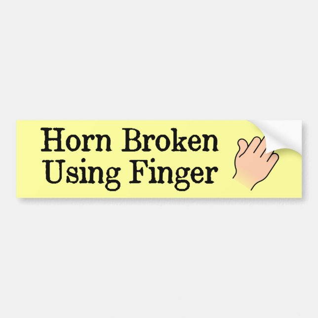 Horn Broken Using Finger Funny Bildekal (Framsidan)