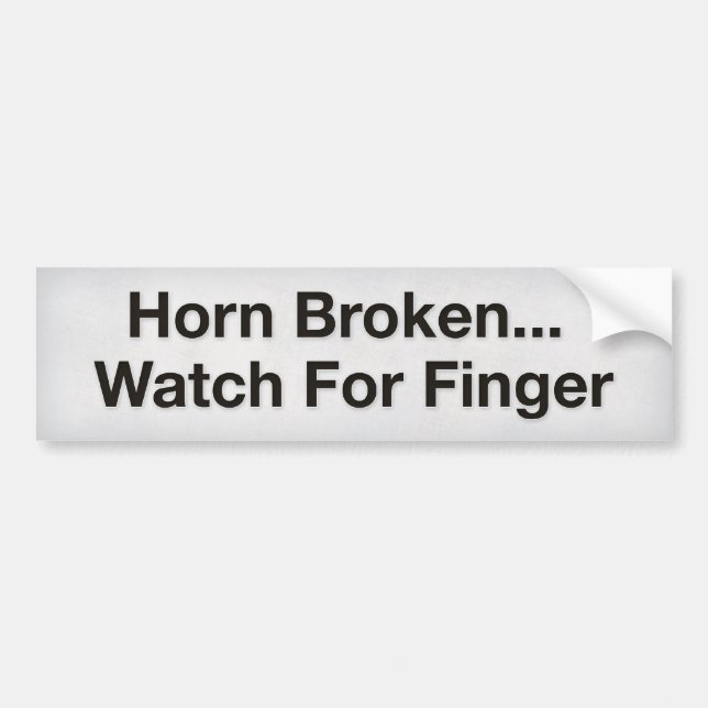 Horn bruten... Se upp för Finger Bildekal (Framsidan)