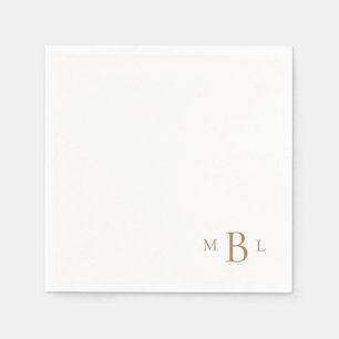 Hörn Guld Monogram Enkla Cocktail Servetter