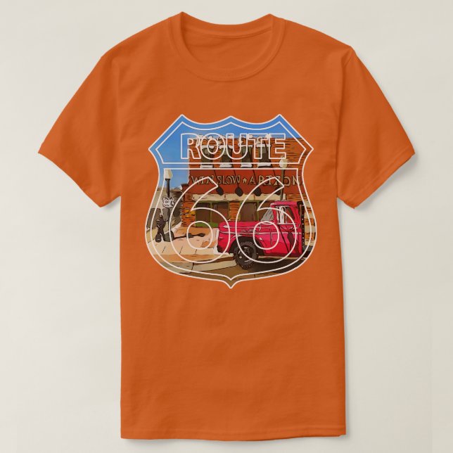 Hörn i Winslow Arizona Route 66 Eagles sång Tak T Shirt (Design framsida)