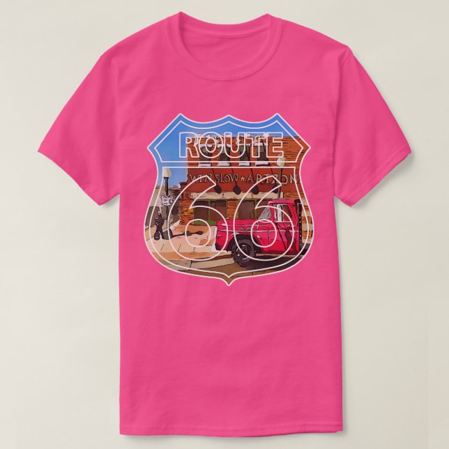 Hörn i Winslow Arizona Route 66 Eagles sång Tak T Shirt (Design framsida)