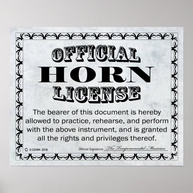 Horn Licence Poster (Framsidan)