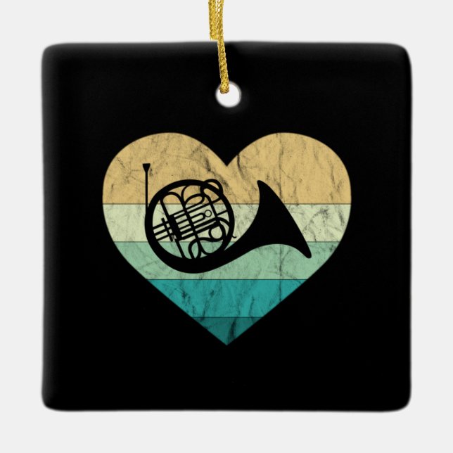 Horn Player Kärlek Horn Fransk Horn Horn Julgransprydnad Keramik (Framsida)