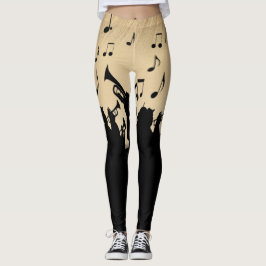 Horn Section Music Design Rustic Leggings
