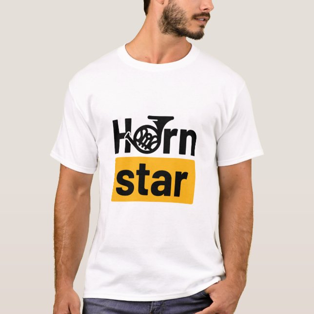 Horn Star Funny Fransk Horn Musician T Shirt (Framsida)