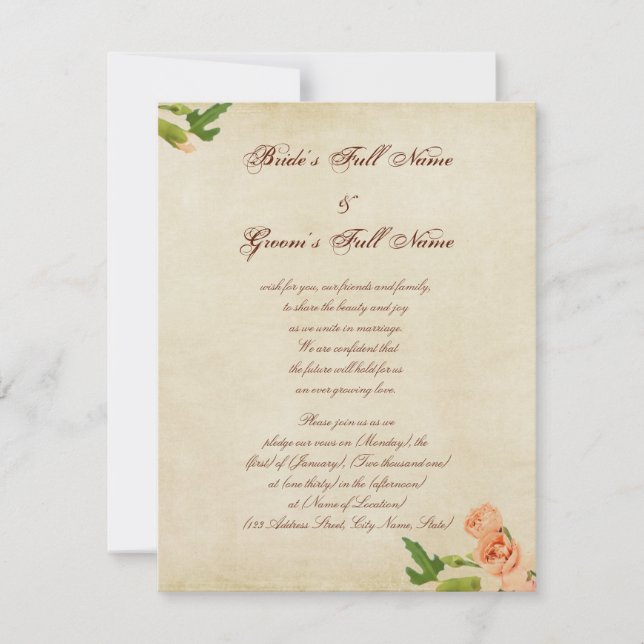 Hörn till vattenfärgsbehållare för Rosa Inbjudningar (Framsida)