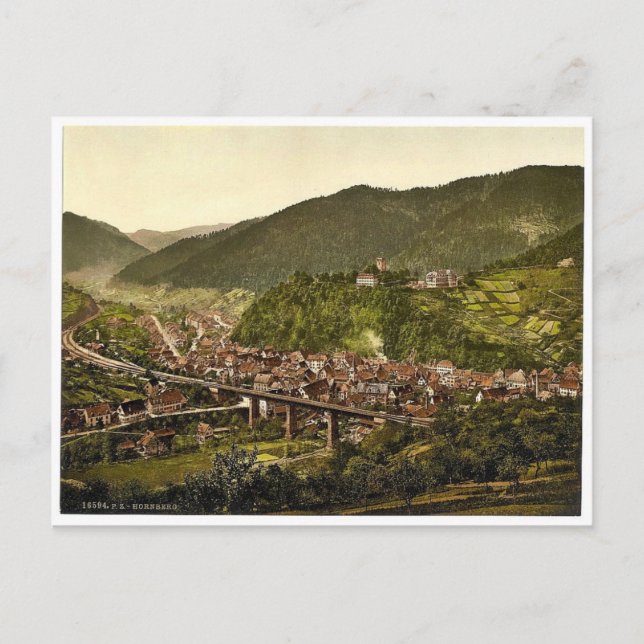 Hornberg, allmän syn, Schwarzwald, Baden, Germa Vykort (Framsida)