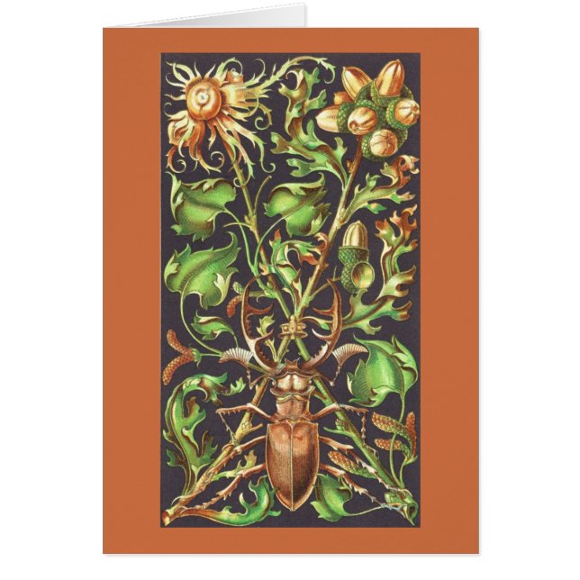 Horned Beetle i Brown Hälsningskort (Framsidan)
