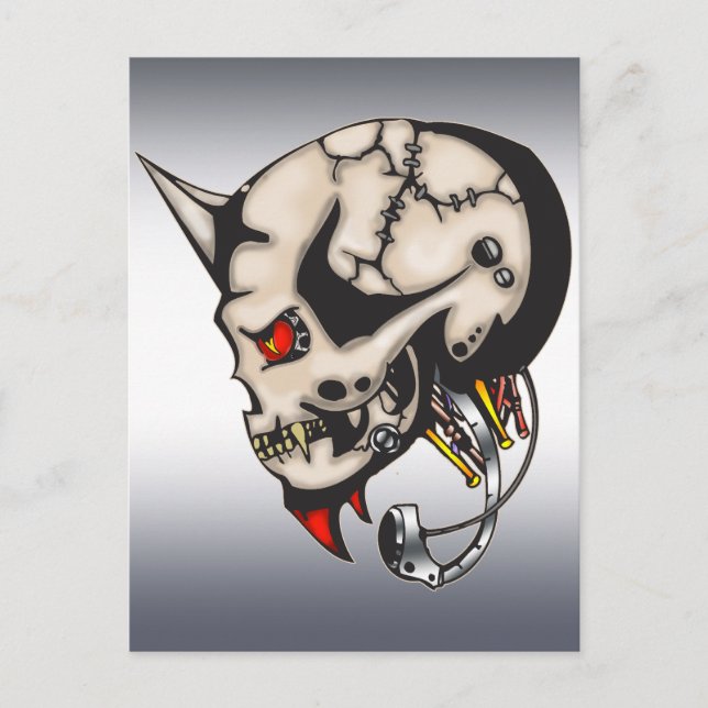 Horned Cyborg Robot Vykort (Framsida)
