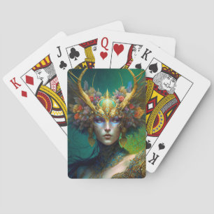 Horned Elf Woman Fantasy Art Spelkort