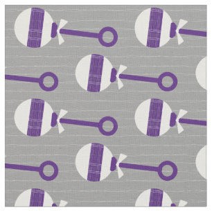 Horned Frog Lila Play Baby Rattle on Grått Tyg