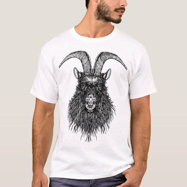 Horned huvud för Goat/svartfår T-shirt (Framsida)