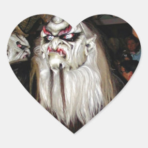 Horned Japansk Djävulen Mask Hjärtformat Klistermärke