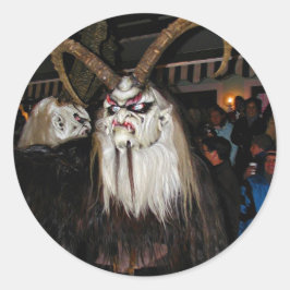 Horned Japansk Djävulen Mask Runt Klistermärke