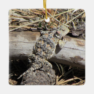 Horned ödla julgransprydnad keramik