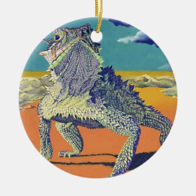 Horned padda, ödla julgransprydnad keramik (Framsidan)