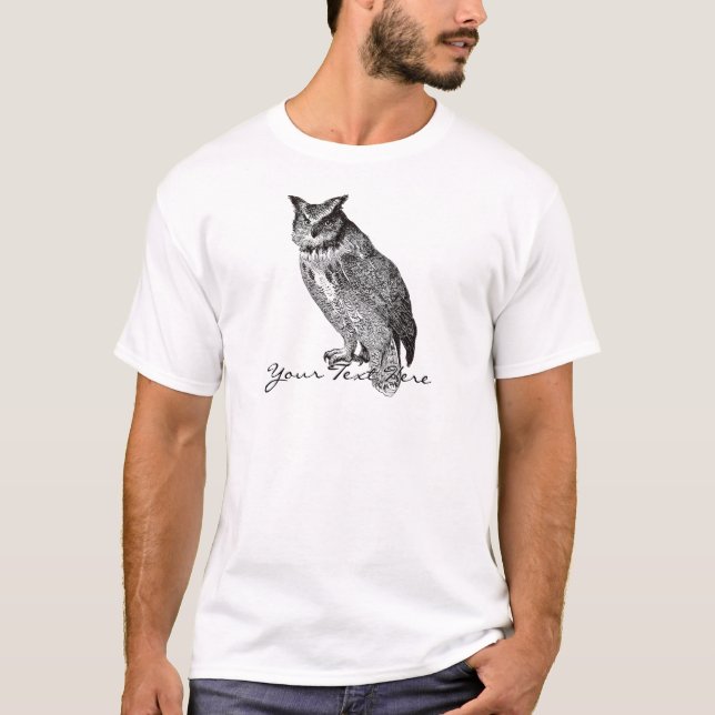 Horned uggla för vintage tee shirt (Framsida)